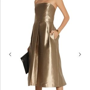 TIBI Halcyon metallic strapless taffeta jumpsuit